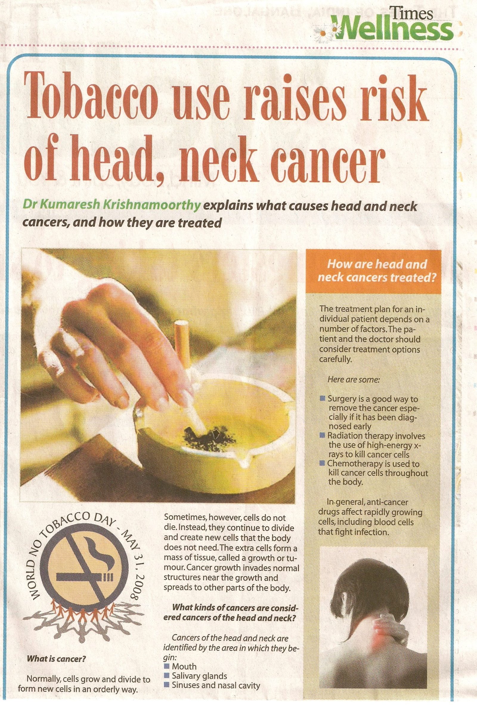 World Cancer Day, TOI dec 2007 mouth cancer